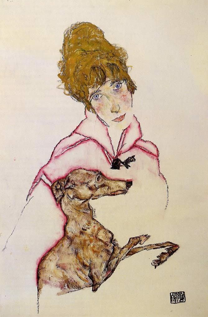 Egon Schiele Woman with Greyhound Edith Schiele